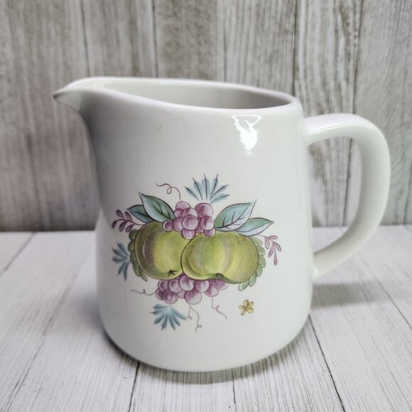 Vintage MCM Arabia Finland Pitcher Ceramic White Grapes Design  5'' Tall - Picture 3 of 8
